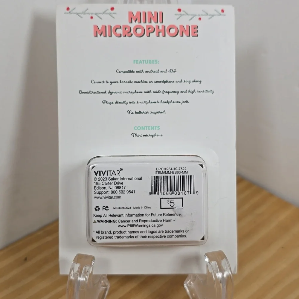 Vivitar Mini Microphone with Adapters - Red New